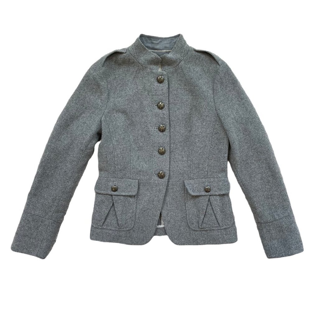 Banana Republic Wool Blend Gray Military Coat Blazer size 6 Classic Timeless